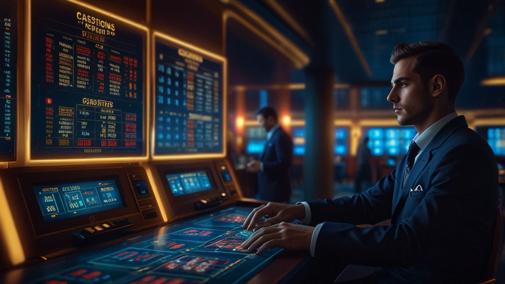 Casino cashier screen showing payment statuses and processing stages